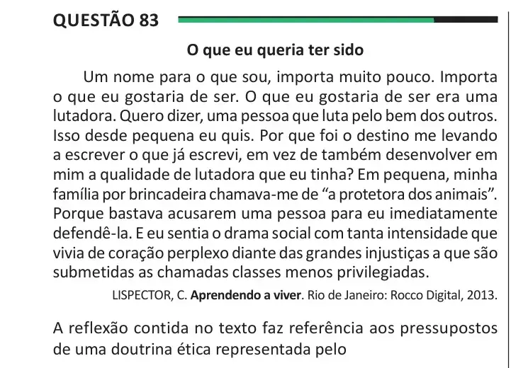 Enunciado da questão 83 do ENEM 2025 Dia 1