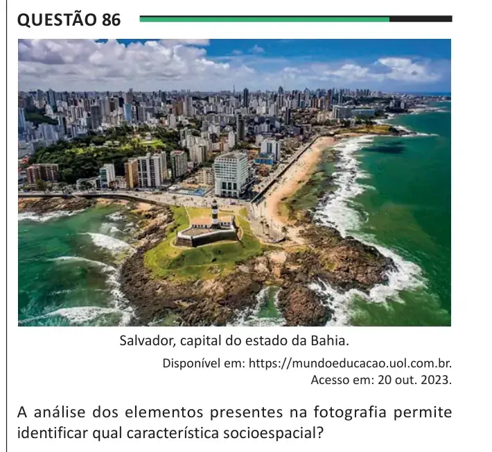 Enunciado da questão 86 do ENEM 2025 Dia 1