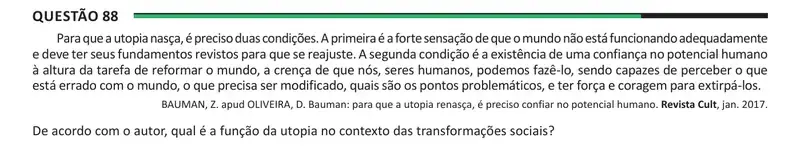 Enunciado da questão 88 do ENEM 2025 Dia 1
