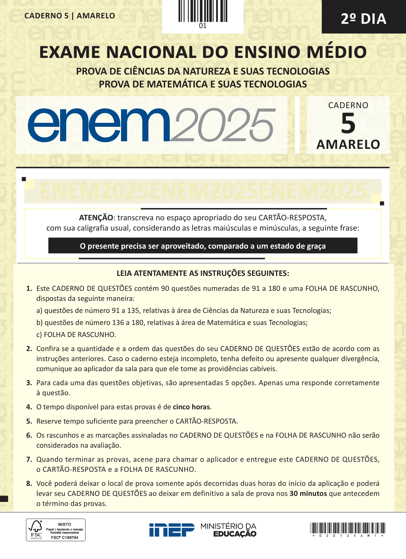 ENEM 2025 Dia 2 Caderno Amarelo
