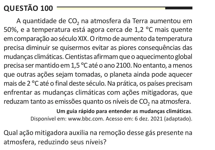 Enunciado da questão 100 do ENEM 2025 Dia 2