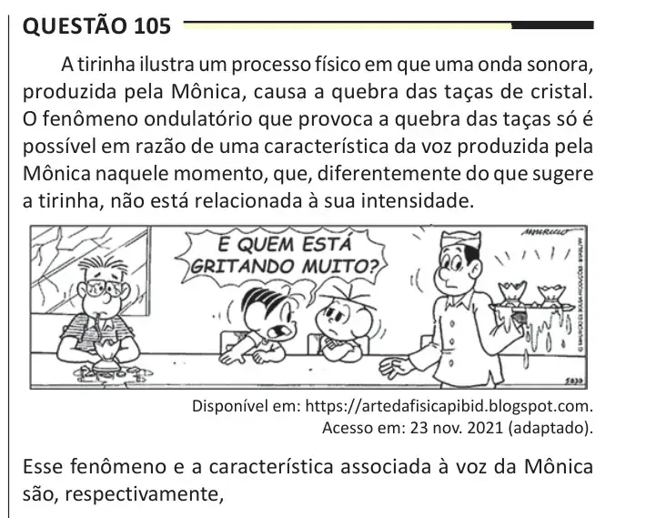 Enunciado da questão 105 do ENEM 2025 Dia 2