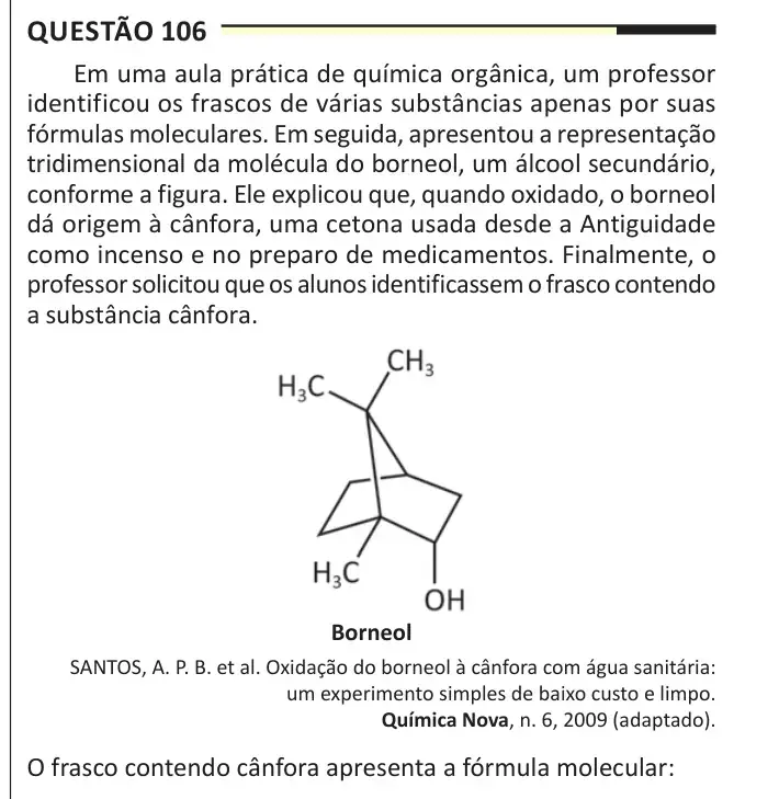 Enunciado da questão 106 do ENEM 2025 Dia 2