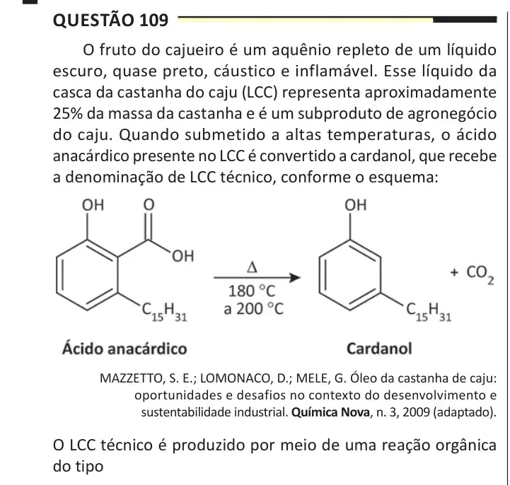 Enunciado da questão 109 do ENEM 2025 Dia 2