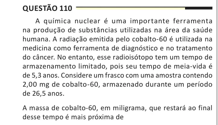 Enunciado da questão 110 do ENEM 2025 Dia 2