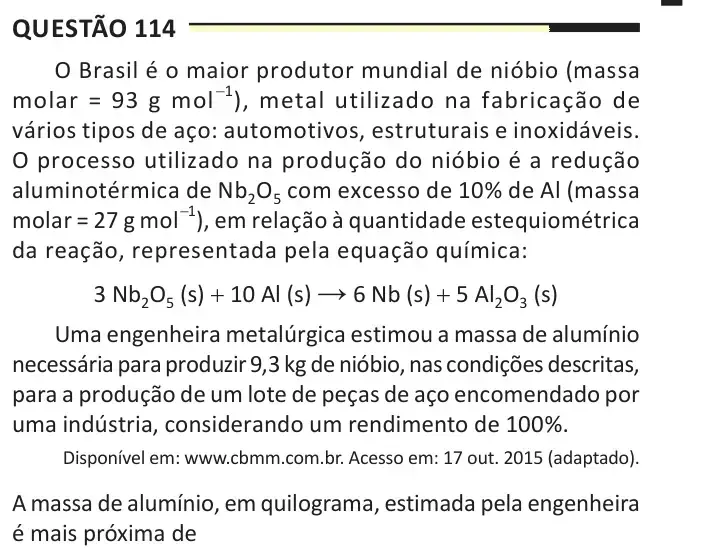 Enunciado da questão 114 do ENEM 2025 Dia 2