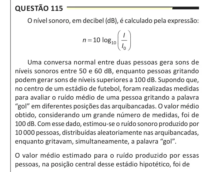 Enunciado da questão 115 do ENEM 2025 Dia 2