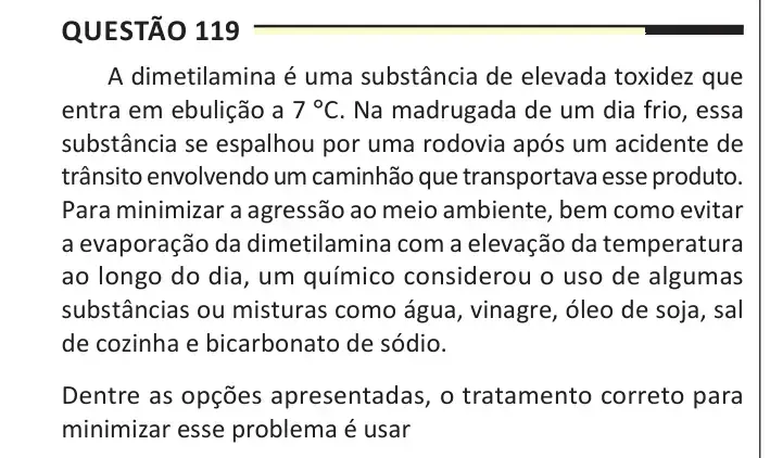 Enunciado da questão 119 do ENEM 2025 Dia 2
