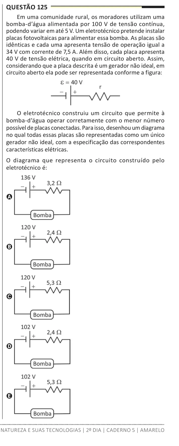 Enunciado da questão 125 do ENEM 2025 Dia 2