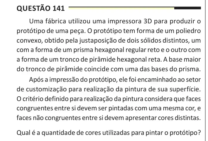 Enunciado da questão 141 do ENEM 2025 Dia 2
