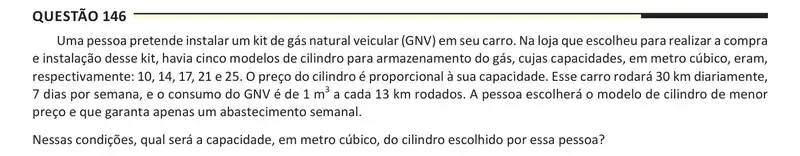 Enunciado da questão 146 do ENEM 2025 Dia 2
