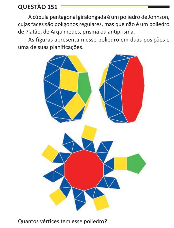Enunciado da questão 151 do ENEM 2025 Dia 2