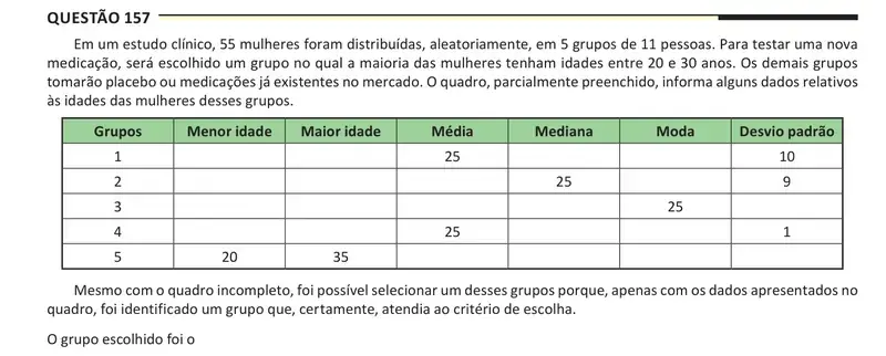 Enunciado da questão 157 do ENEM 2025 Dia 2