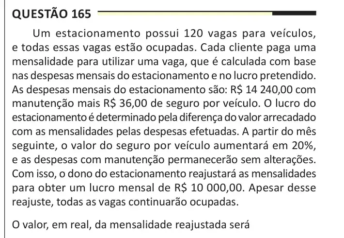 Enunciado da questão 165 do ENEM 2025 Dia 2
