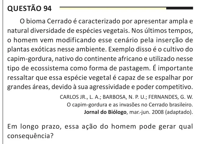 Enunciado da questão 94 do ENEM 2025 Dia 2