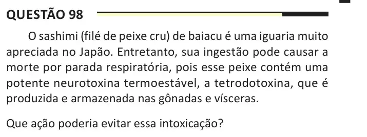 Enunciado da questão 98 do ENEM 2025 Dia 2