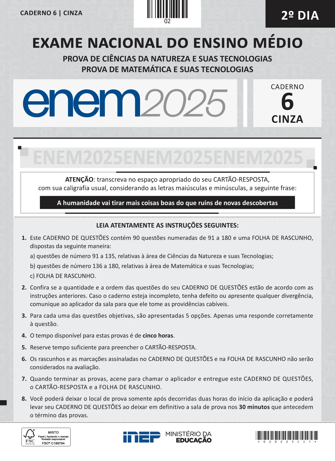 ENEM 2025 Dia 2 Caderno Azul