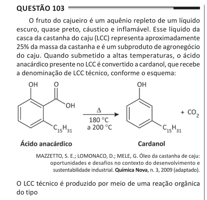 Enunciado da questão 103 do ENEM 2025