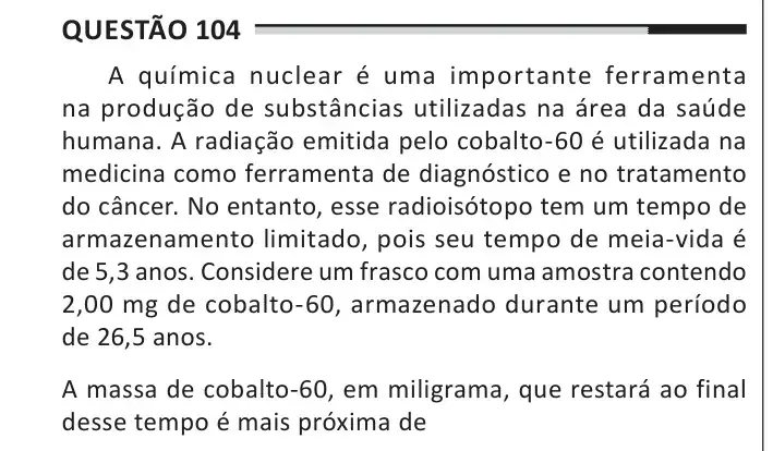 Enunciado da questão 104 do ENEM 2025