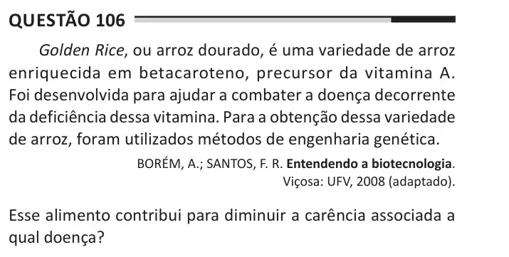 Enunciado da questão 106 do ENEM 2025