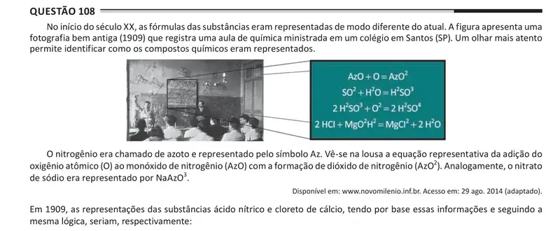 Enunciado da questão 108 do ENEM 2025