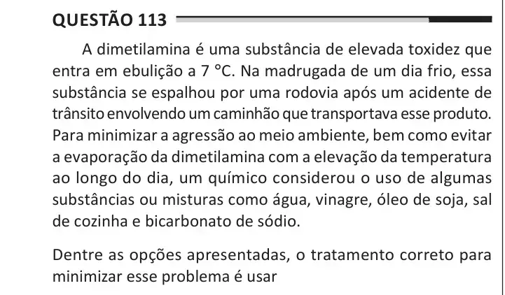 Enunciado da questão 113 do ENEM 2025