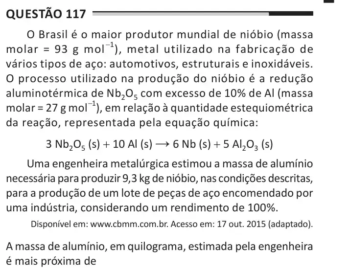Enunciado da questão 117 do ENEM 2025