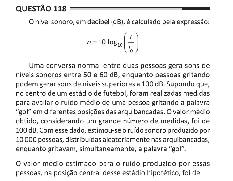 Enunciado da questão 118 do ENEM 2025