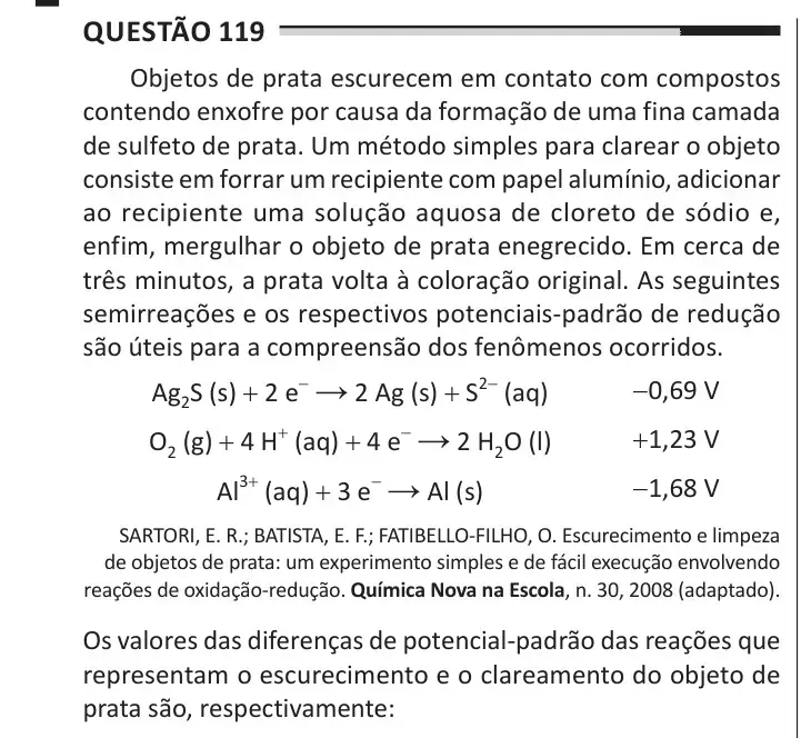 Enunciado da questão 119 do ENEM 2025