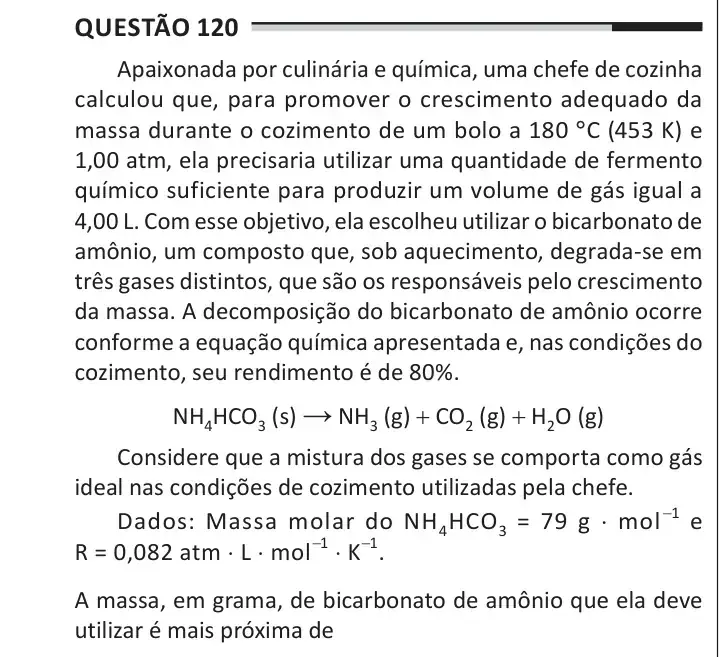 Enunciado da questão 120 do ENEM 2025