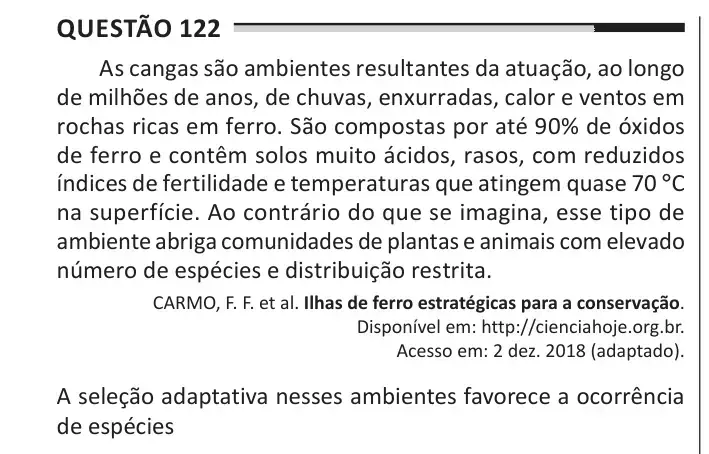 Enunciado da questão 122 do ENEM 2025