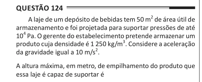 Enunciado da questão 124 do ENEM 2025