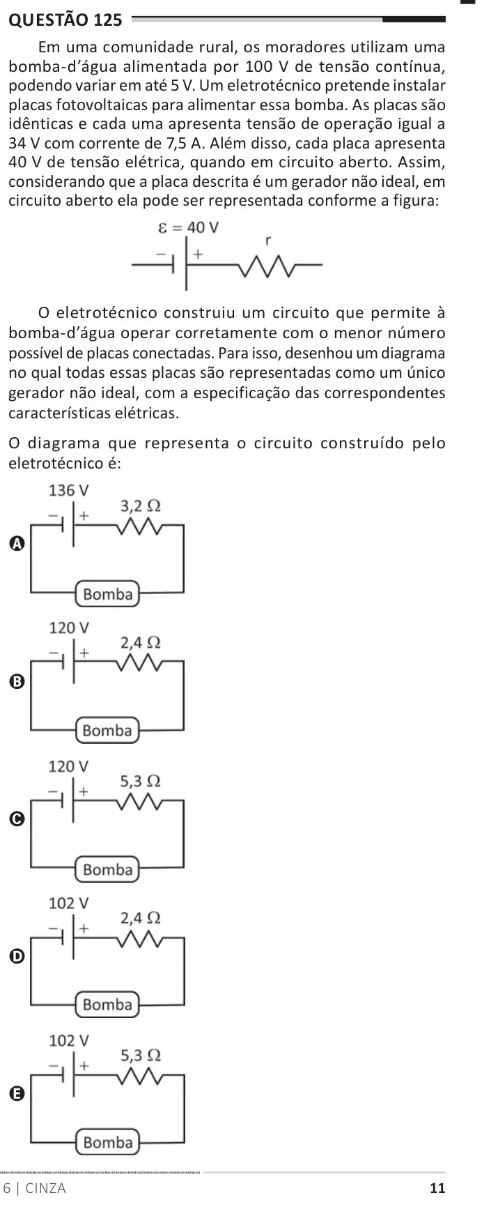 Enunciado da questão 125 do ENEM 2025