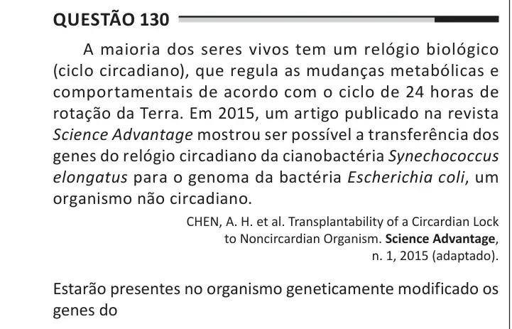 Enunciado da questão 130 do ENEM 2025