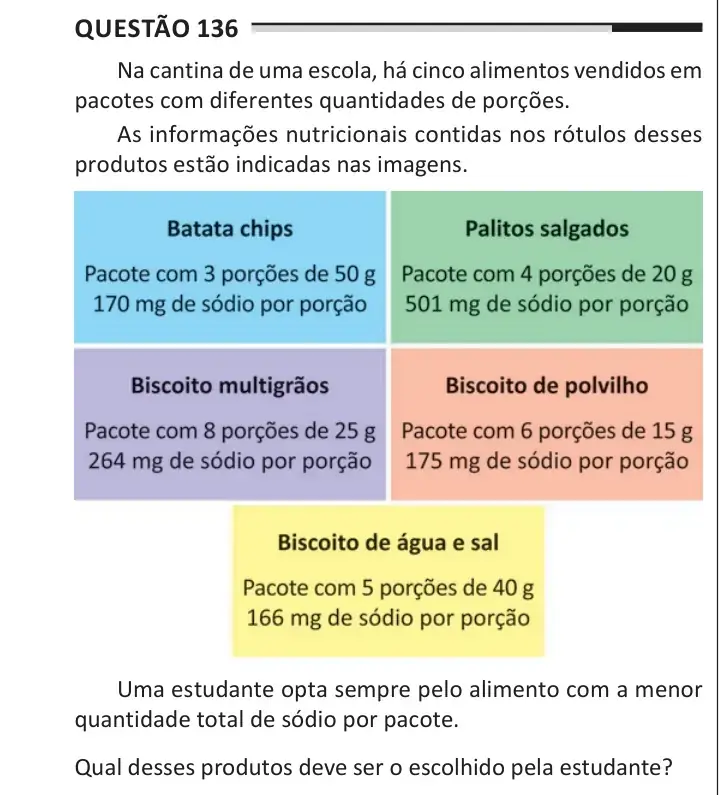 Enunciado da questão 136 do ENEM 2025