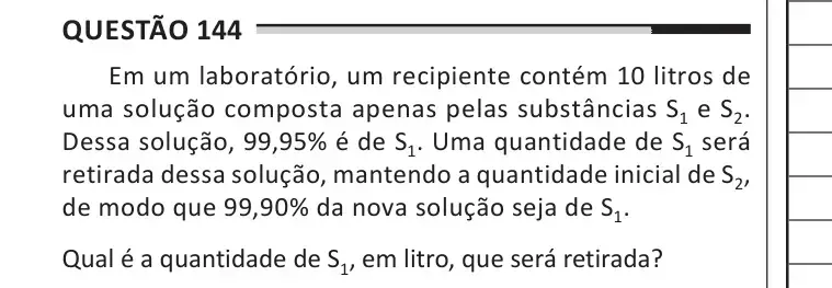 Enunciado da questão 144 do ENEM 2025