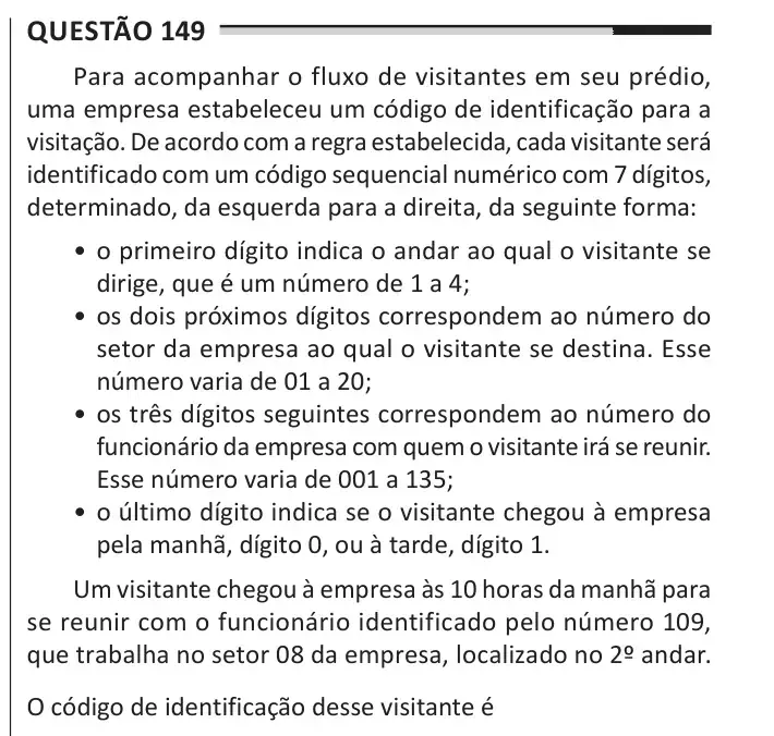 Enunciado da questão 149 do ENEM 2025