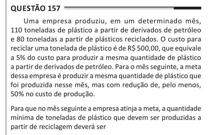 Enunciado da questão 157 do ENEM 2025