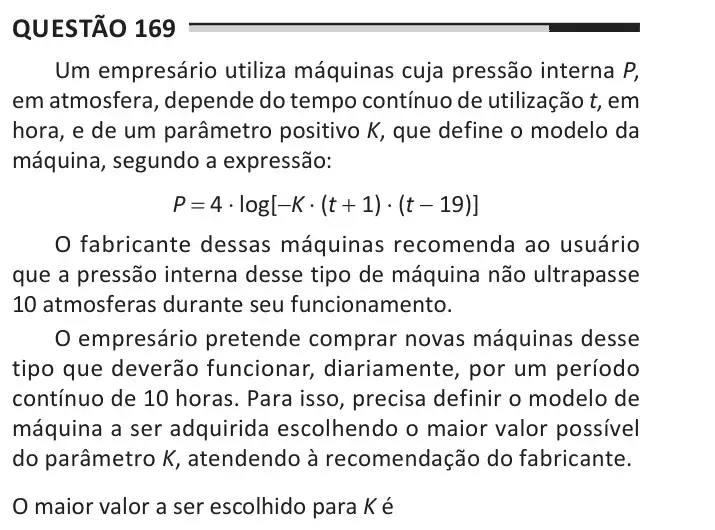 Enunciado da questão 169 do ENEM 2025