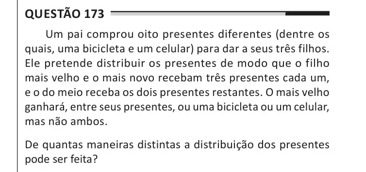 Enunciado da questão 173 do ENEM 2025