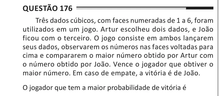Enunciado da questão 176 do ENEM 2025