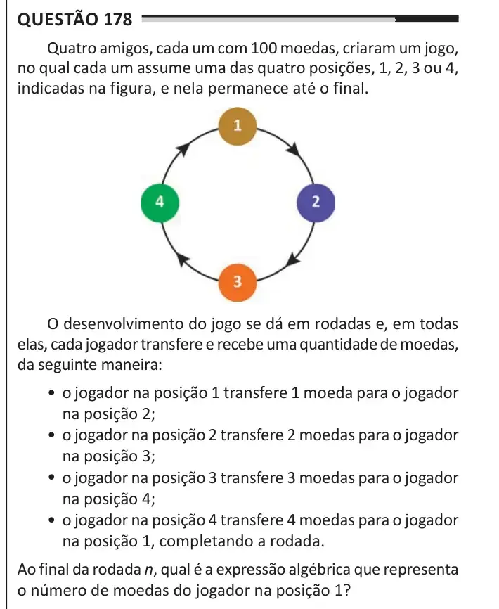 Enunciado da questão 178 do ENEM 2025