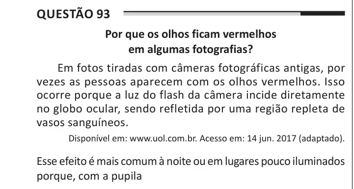 Enunciado da questão 93 do ENEM 2025