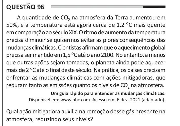 Enunciado da questão 96 do ENEM 2025