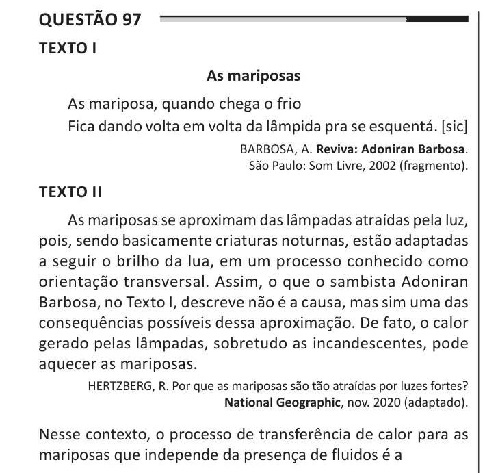 Enunciado da questão 97 do ENEM 2025