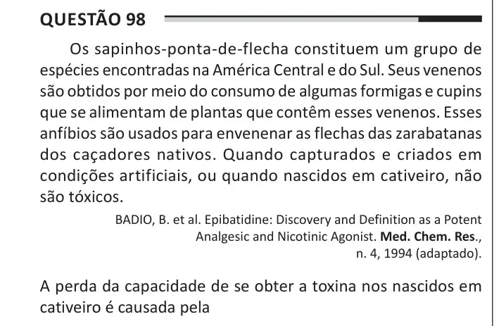 Enunciado da questão 98 do ENEM 2025