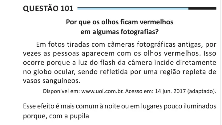 Enunciado da questão 101 do ENEM 2025 Dia 2