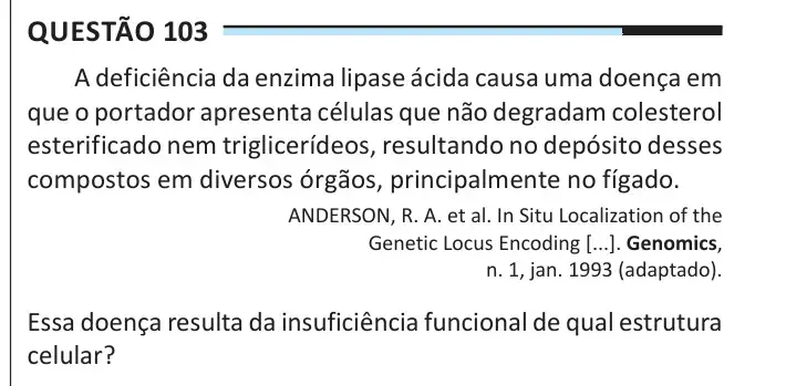 Enunciado da questão 103 do ENEM 2025 Dia 2