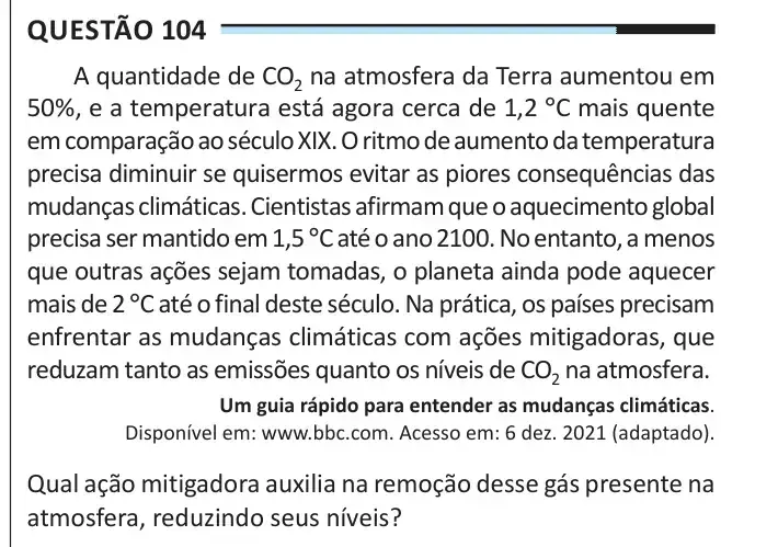 Enunciado da questão 104 do ENEM 2025 Dia 2