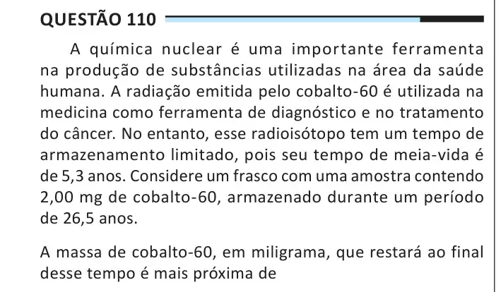 Enunciado da questão 110 do ENEM 2025 Dia 2